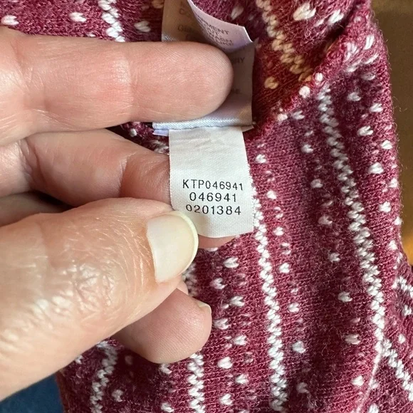 J. Jill Long Sleeve Boat Neck Red and White Embroidered Sweater - Picture 10 of 12